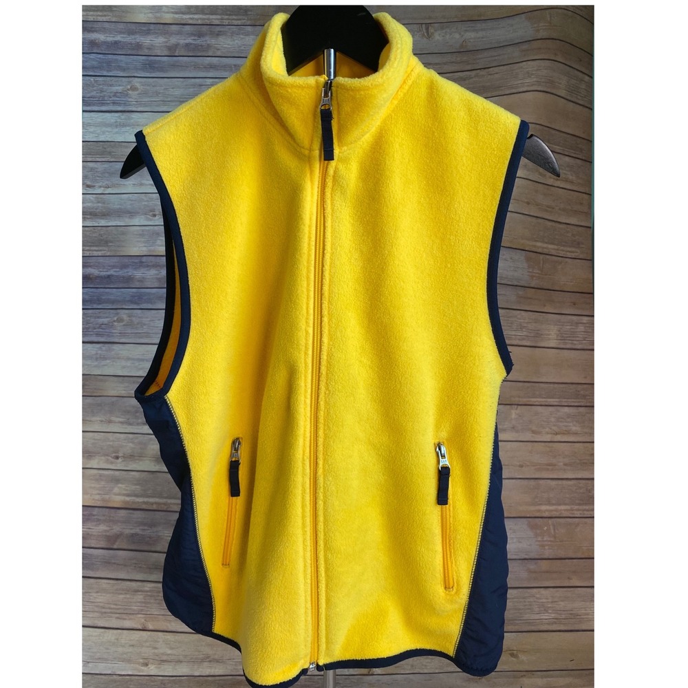 Vintage 90s Y2K Old Gap Fleece Arctic Vest Yellow Blue Size Small